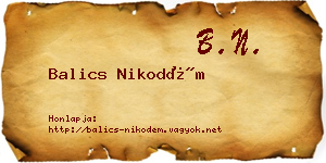 Balics Nikodém névjegykártya